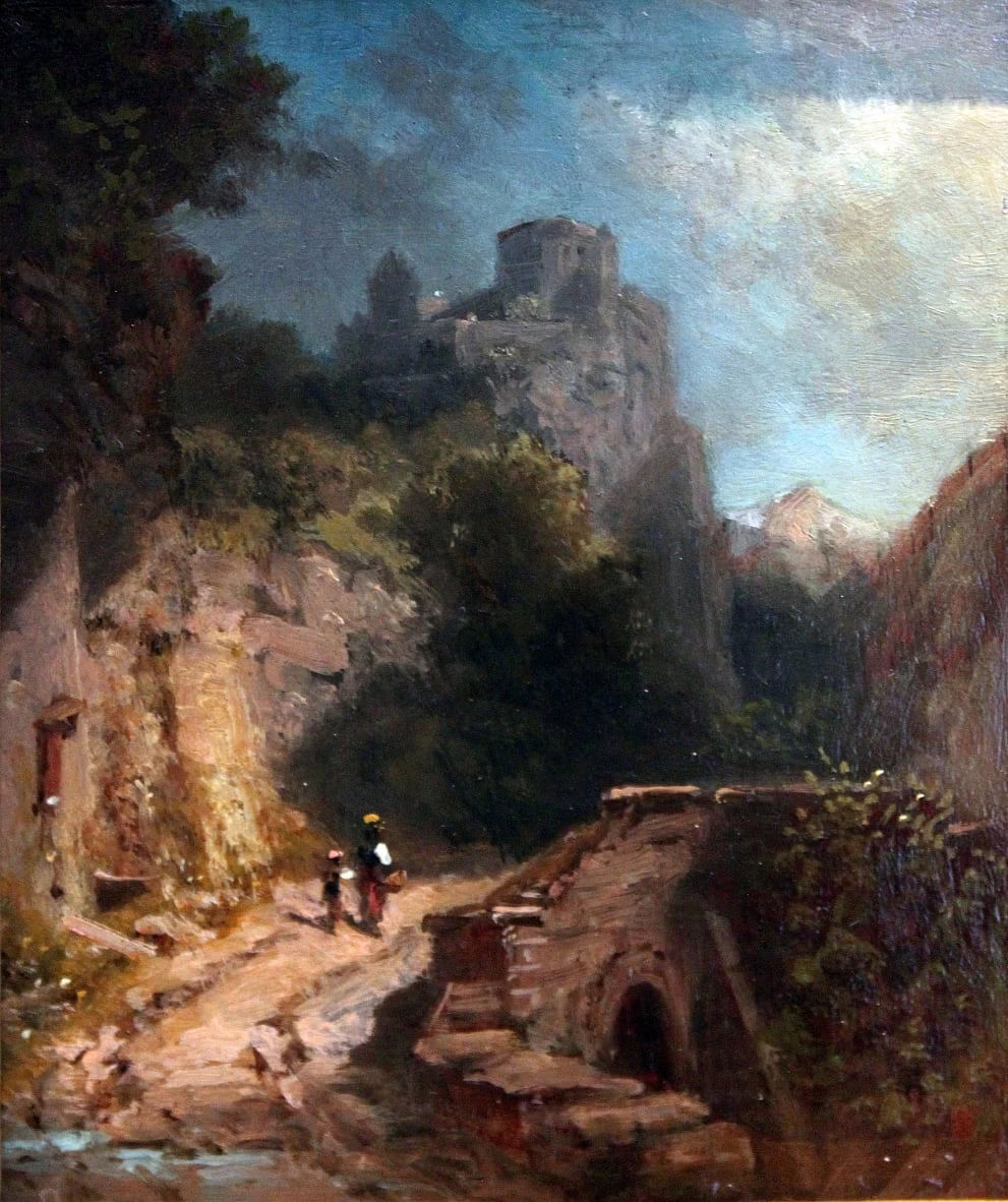 Paesaggio montano con ponte e castello - Germanisches Nationalmuseum